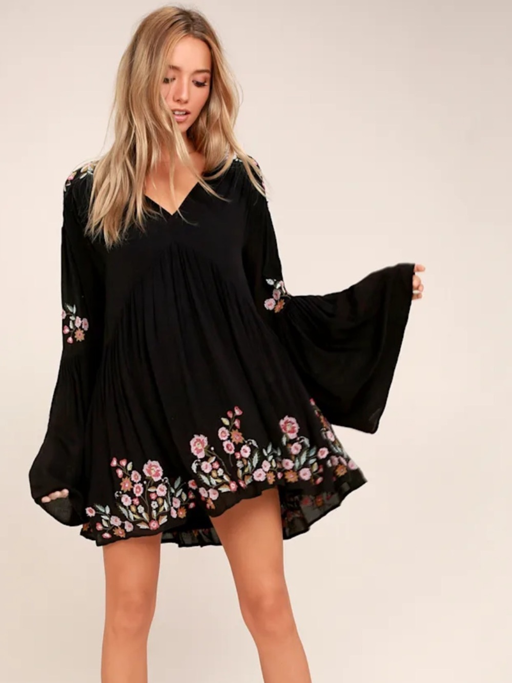 Free People Te Amo Embroidered Babydoll Dress